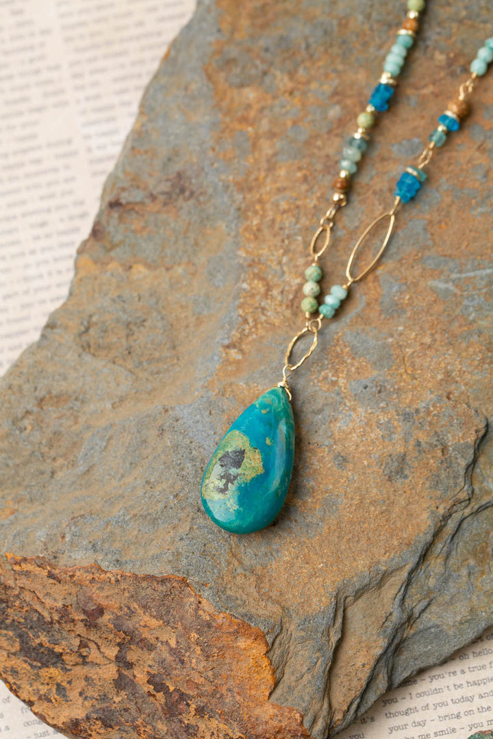One Of A Kind 18.25-20.25" Apatite, Turquoise, Amazonite With Opalina Collage Necklace