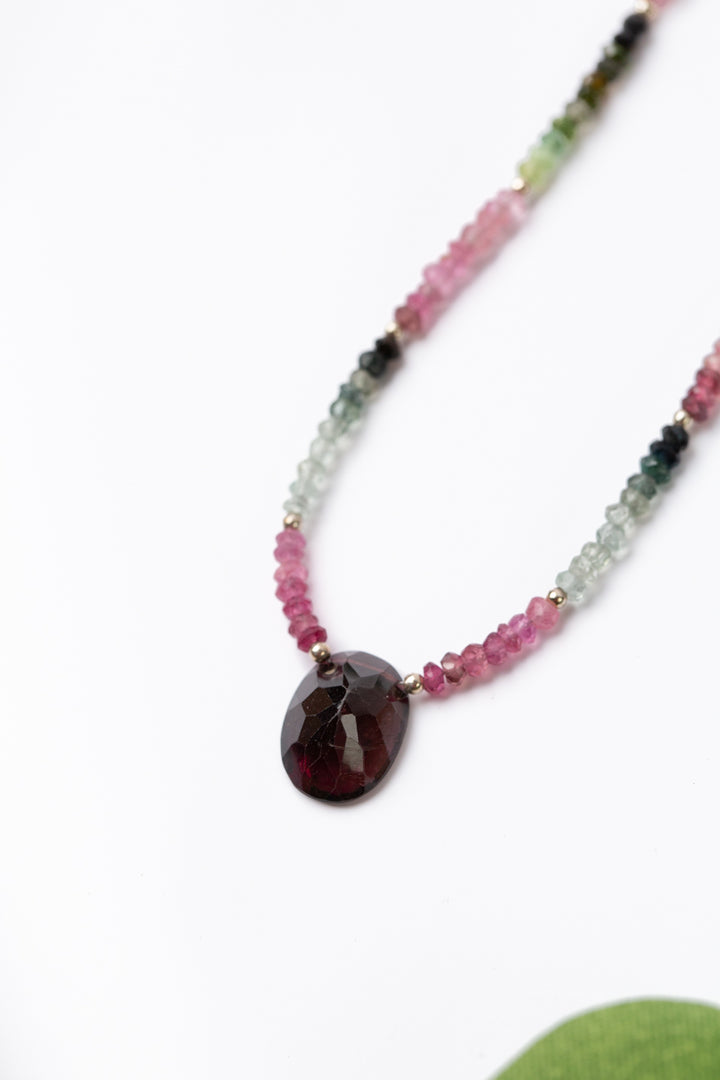 One Of A Kind 16.75-18.75" Watermelon Tourmaline Statement Necklace