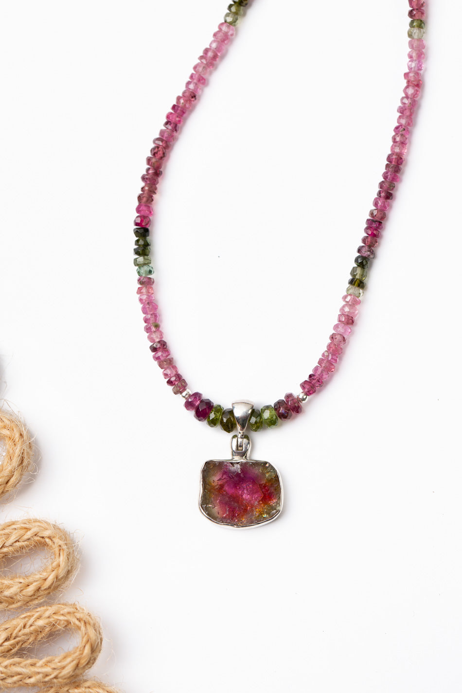One Of A Kind 16-18" Watermelon Tourmaline Simple Necklace