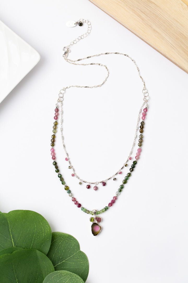 One Of A Kind 17.75-19.75" Watermelon Tourmaline Multistrand Necklace