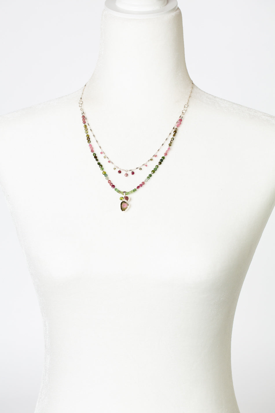 One Of A Kind 17.75-19.75" Watermelon Tourmaline Multistrand Necklace