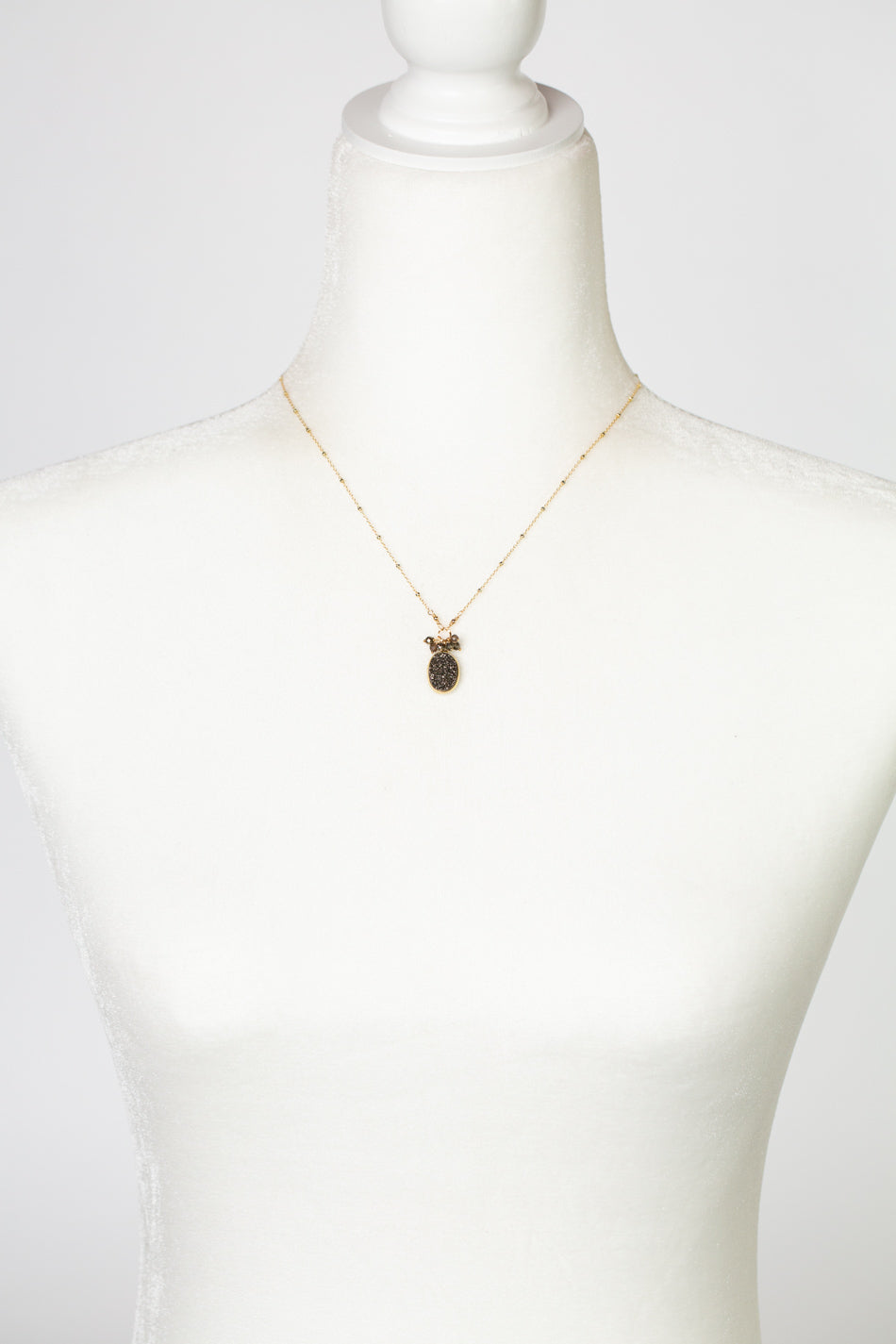 One Of A Kind 16.5-18.5" Pyrite With Druzy Simple Necklace