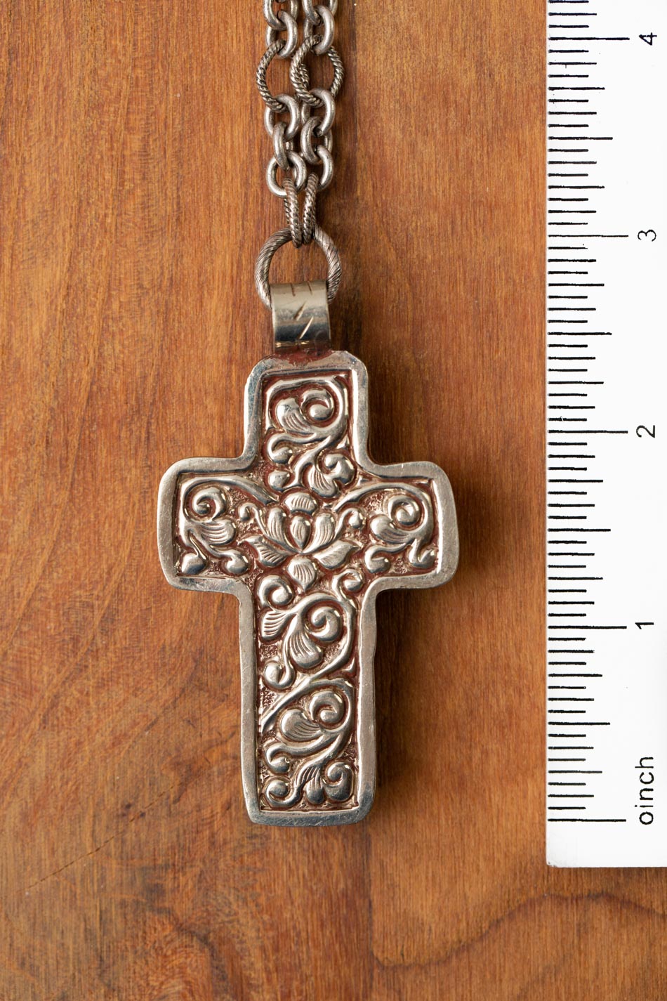 One Of A Kind 28.25-30.25" Tibetan Carved Cross Statement Necklace