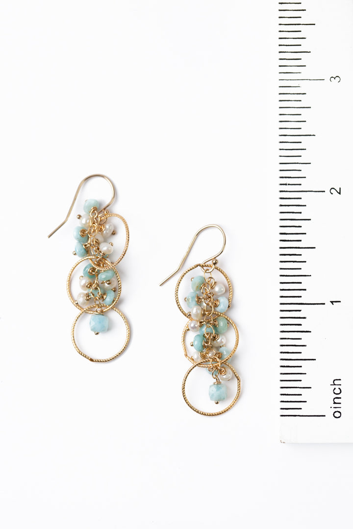 One Of A Kind Larimar With Pearl Statement Earrings