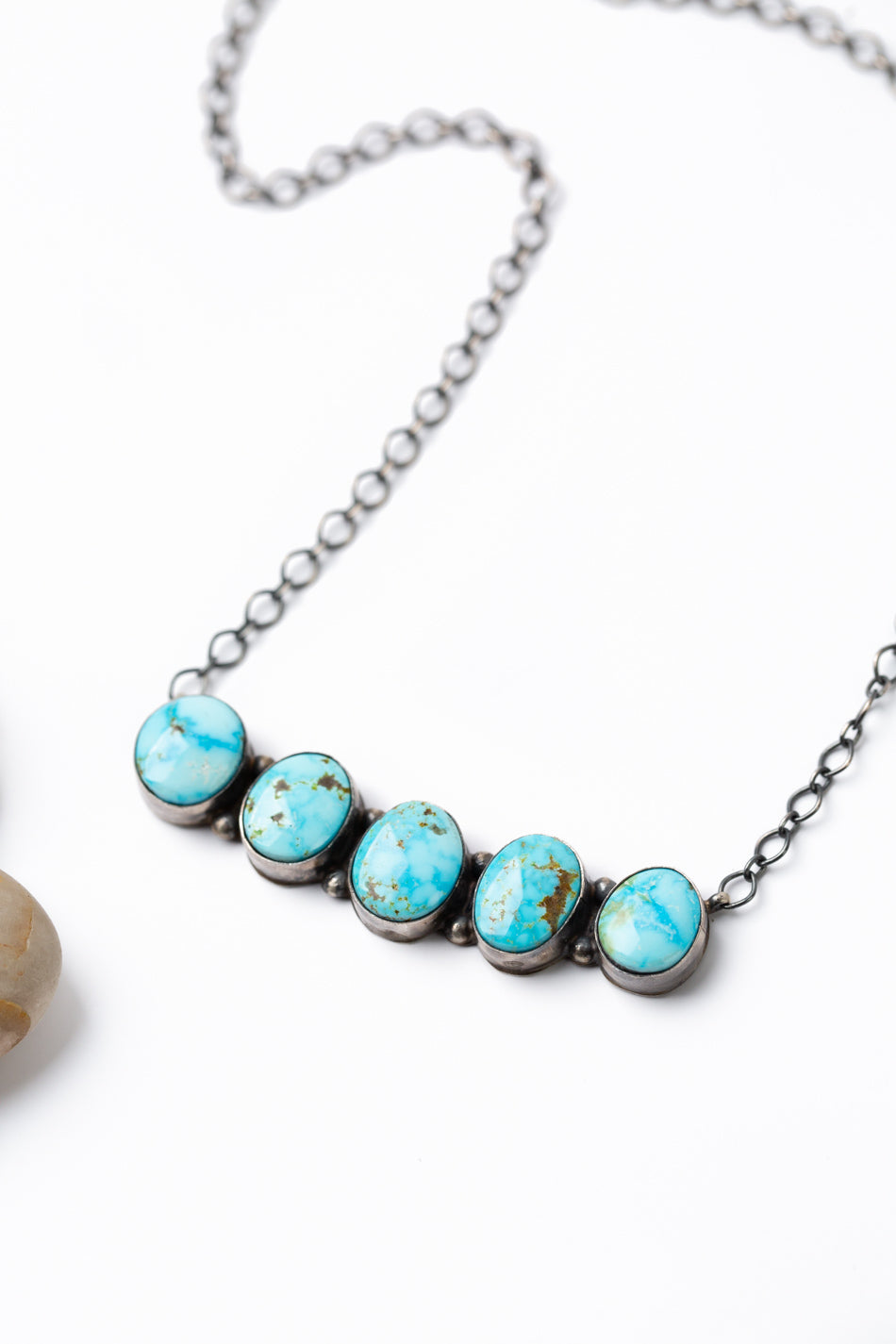 Native American 20" Kingman Turquoise Statement Necklace