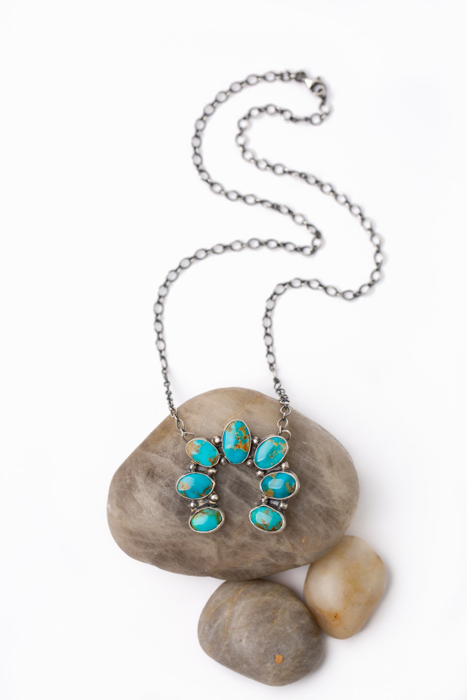 Sheila Tso Navajo 20" Sonoran Turquoise Naja Simple Necklace