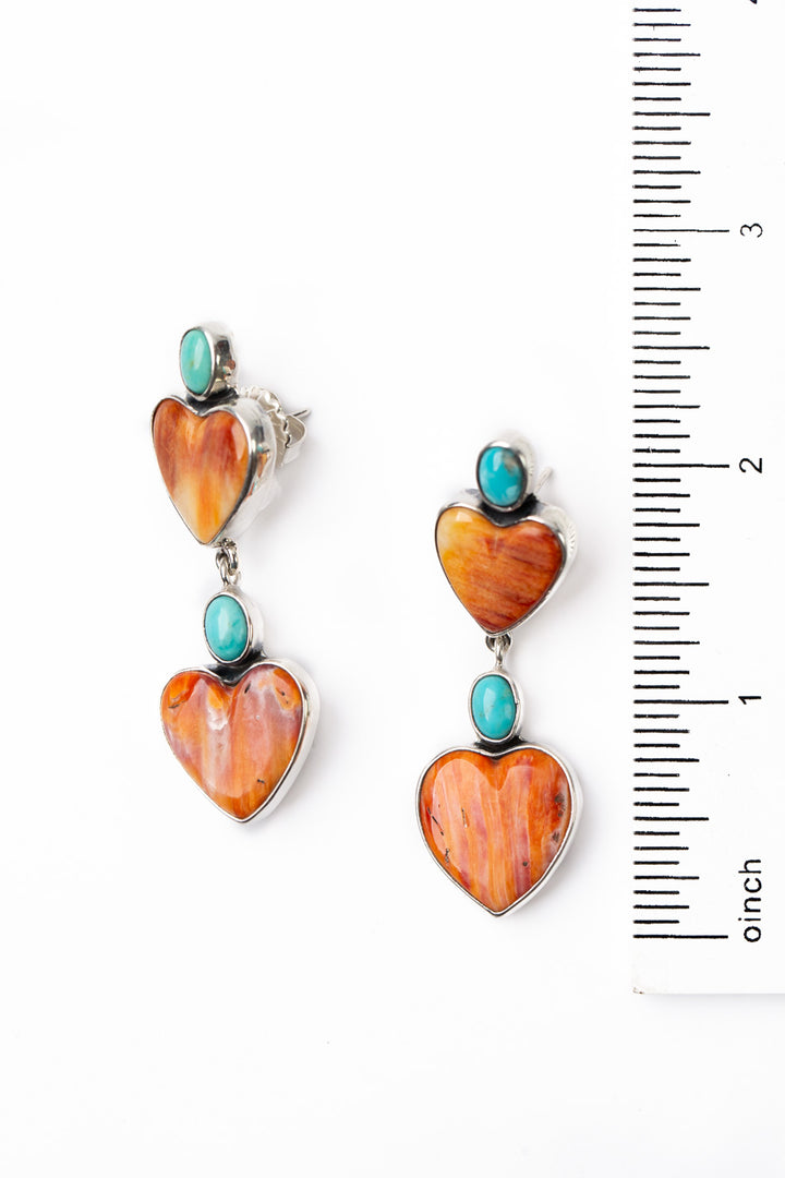 Federico Spiny Oyster, Kingman Turquoise Statement Earrings