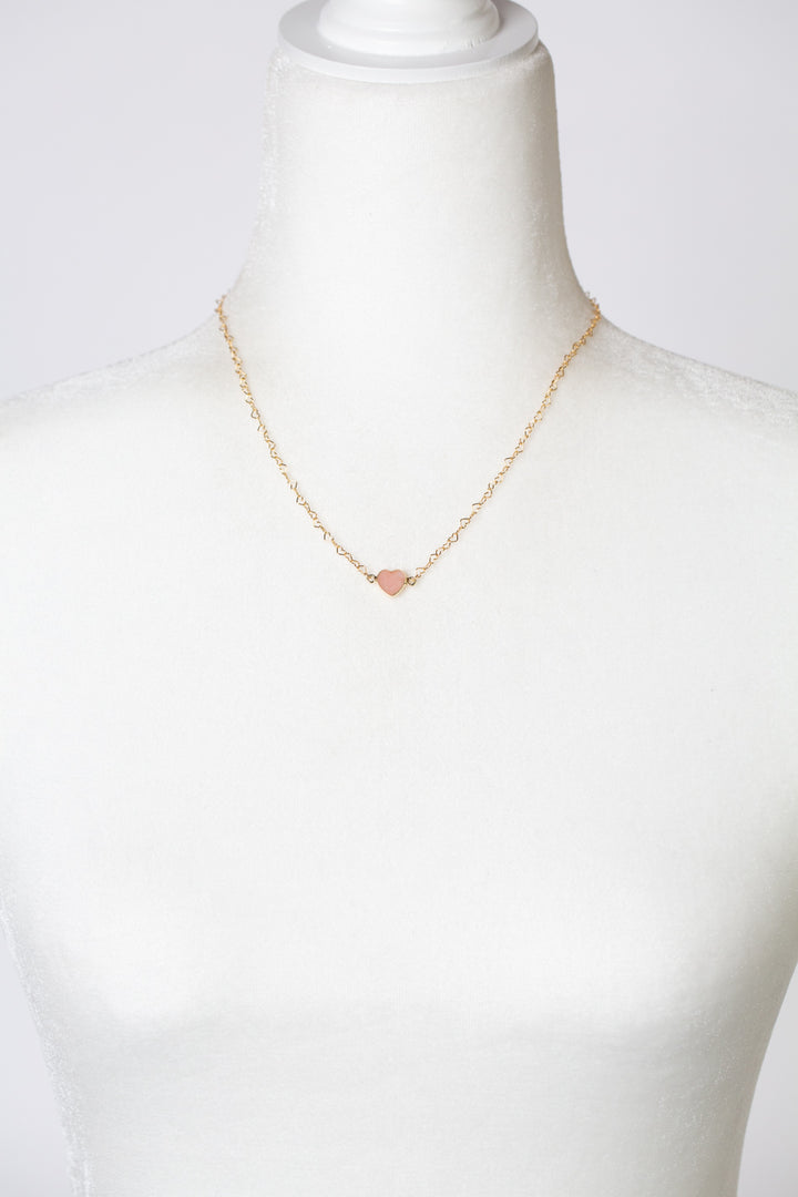 One Of A Kind 16.25-18.25" Pink Opal Heart Simple Necklace