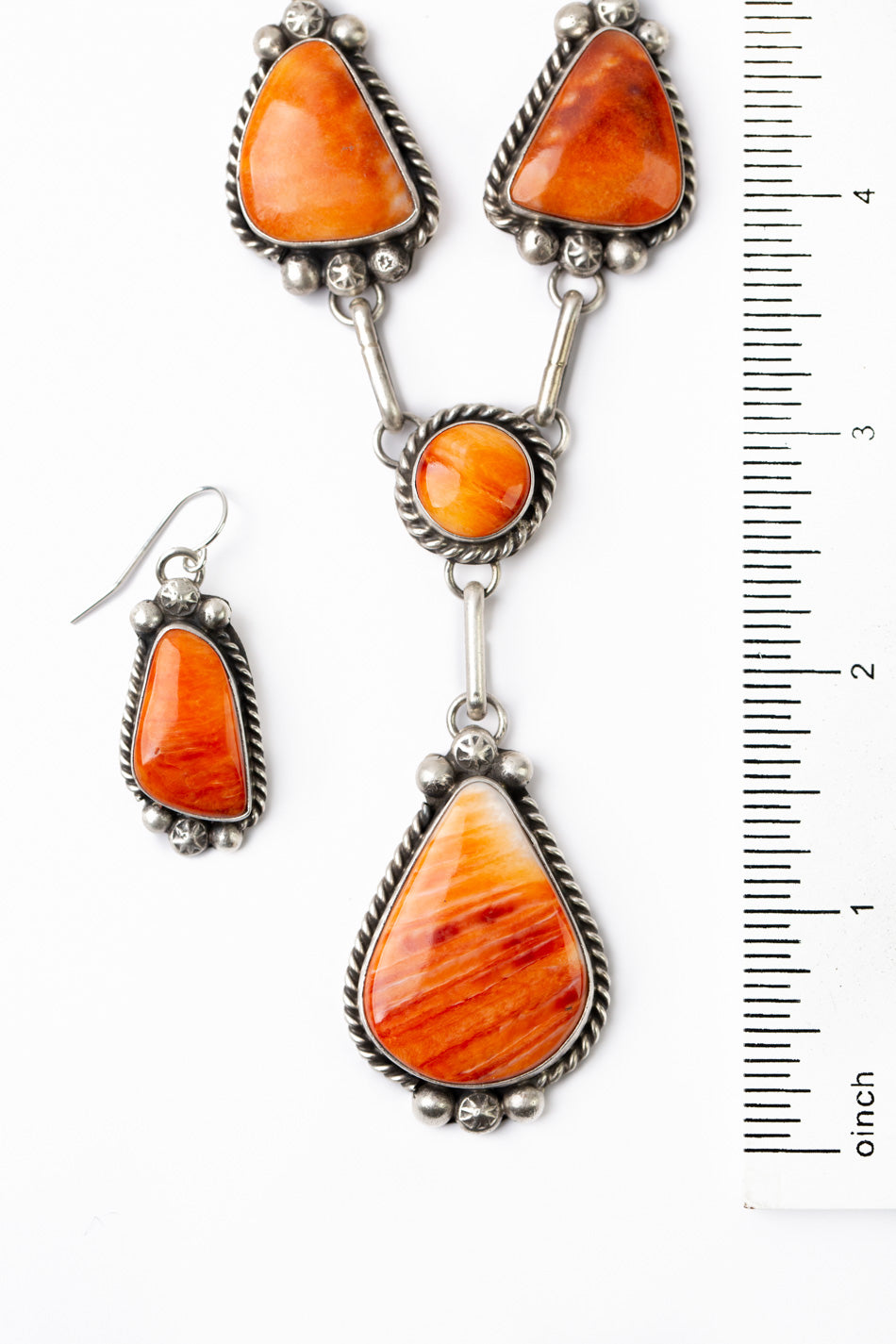 Augustine Largo 20.5 Orange Spiny Oyster Statement Necklace And Earrings Set