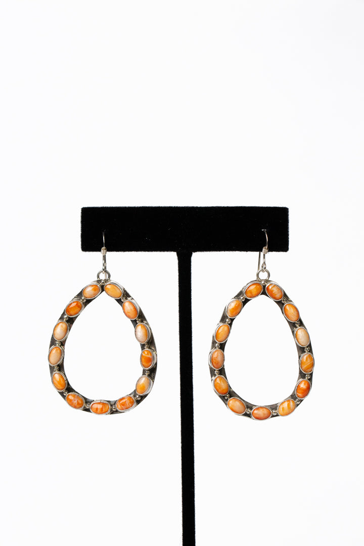 Native American Spiny Oyster Hoop Statement Earrings