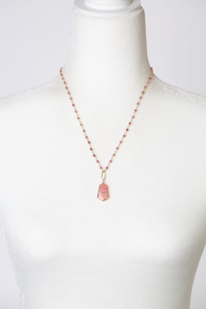 One Of A Kind 19-21" Pink Tourmaline With Pink Opal Statement Necklace