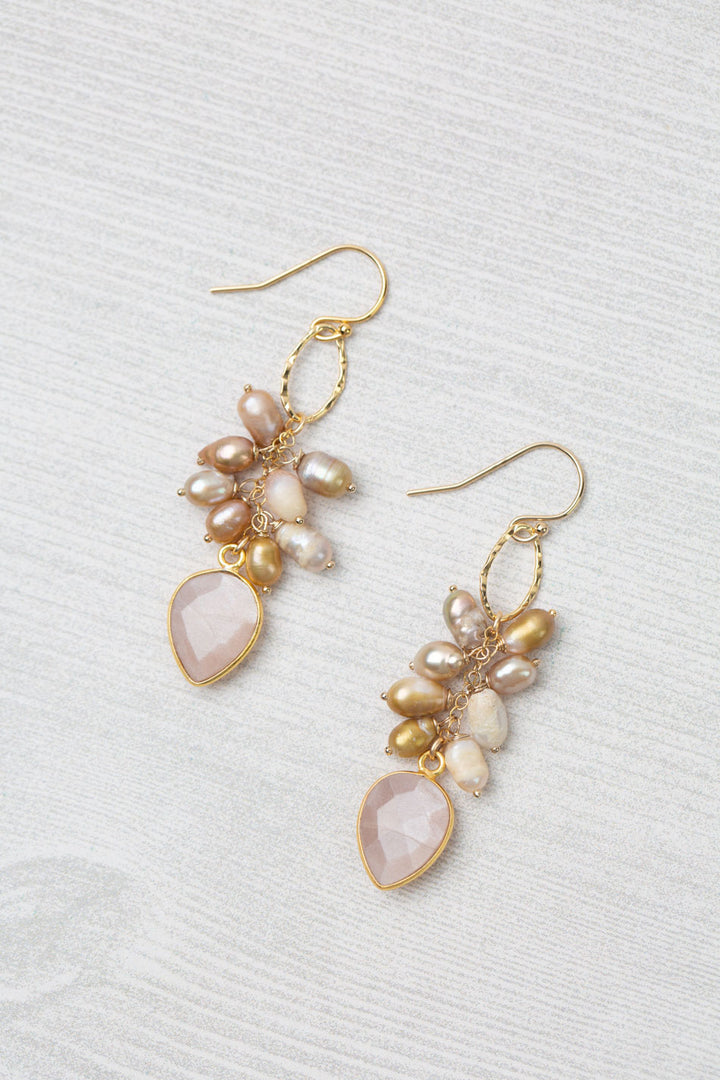 One Of A Kind Freshwater Pearl With Moonstone Statement Earrings