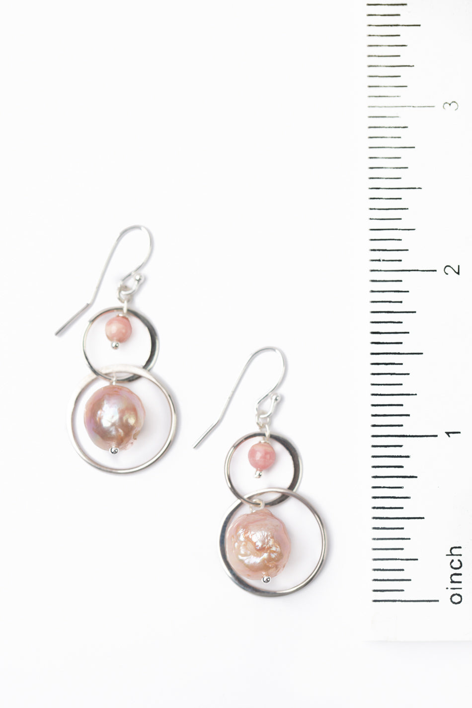 One Of A Kind Rhodochrosite With Freshwater Pearl Cluster Earrings