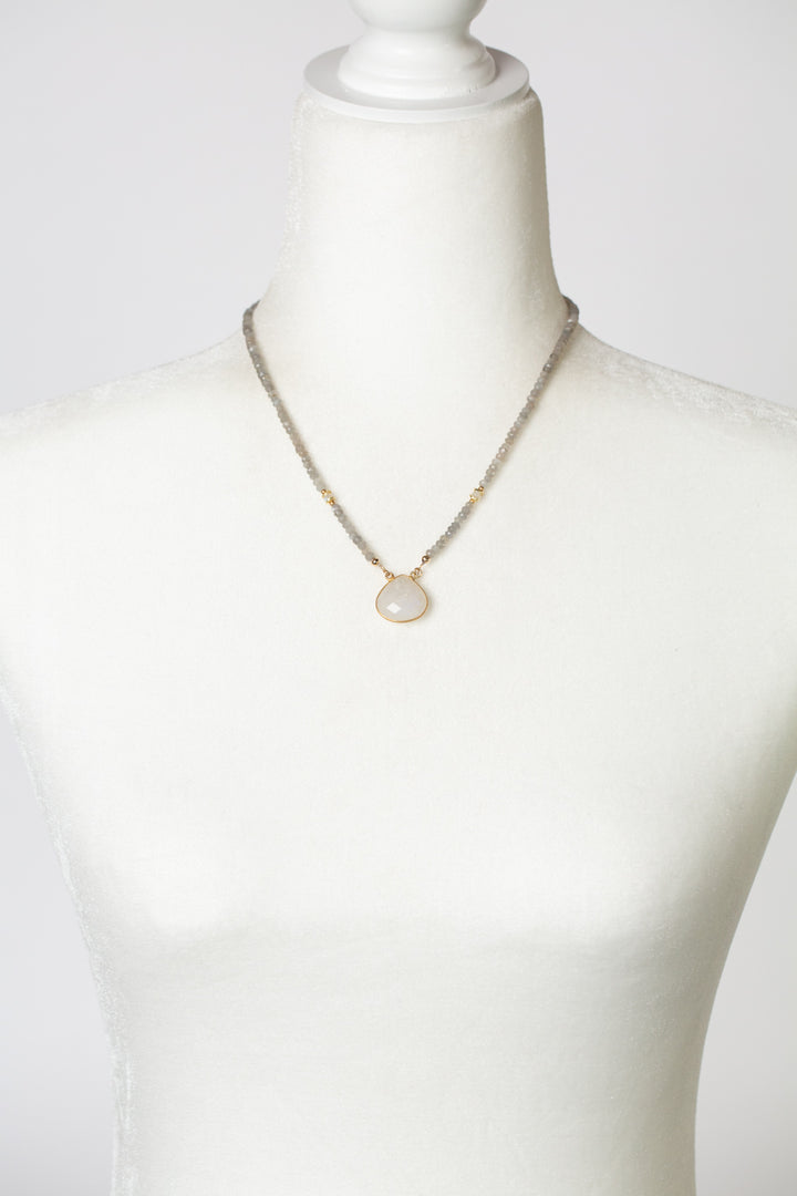 One Of A Kind 17.25-19.25" Faceted Rainbow Moonstone Simple Necklace