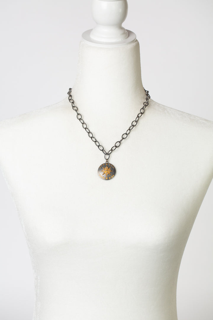 One Of A Kind 19" Vermeil With Diamonds And Sapphire Simple Necklace