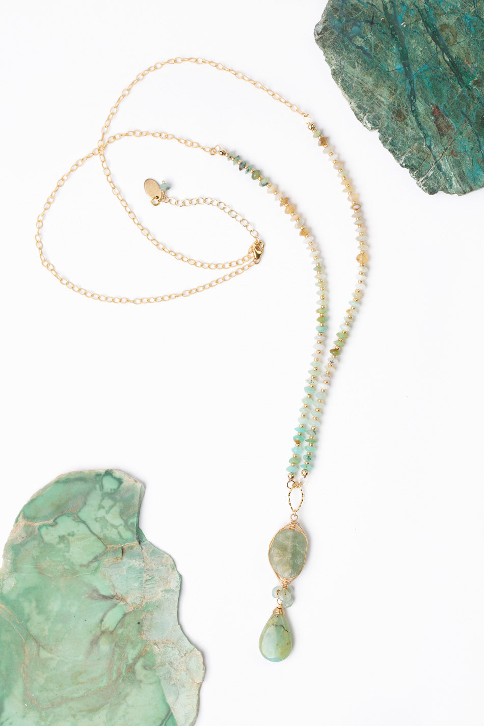 One Of A Kind 30-32" Opalina, Aquamarine with Peruvian Opal Statement Necklace