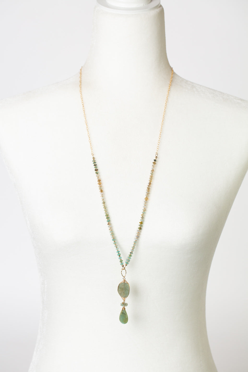 One Of A Kind 30-32" Opalina, Aquamarine with Peruvian Opal Statement Necklace