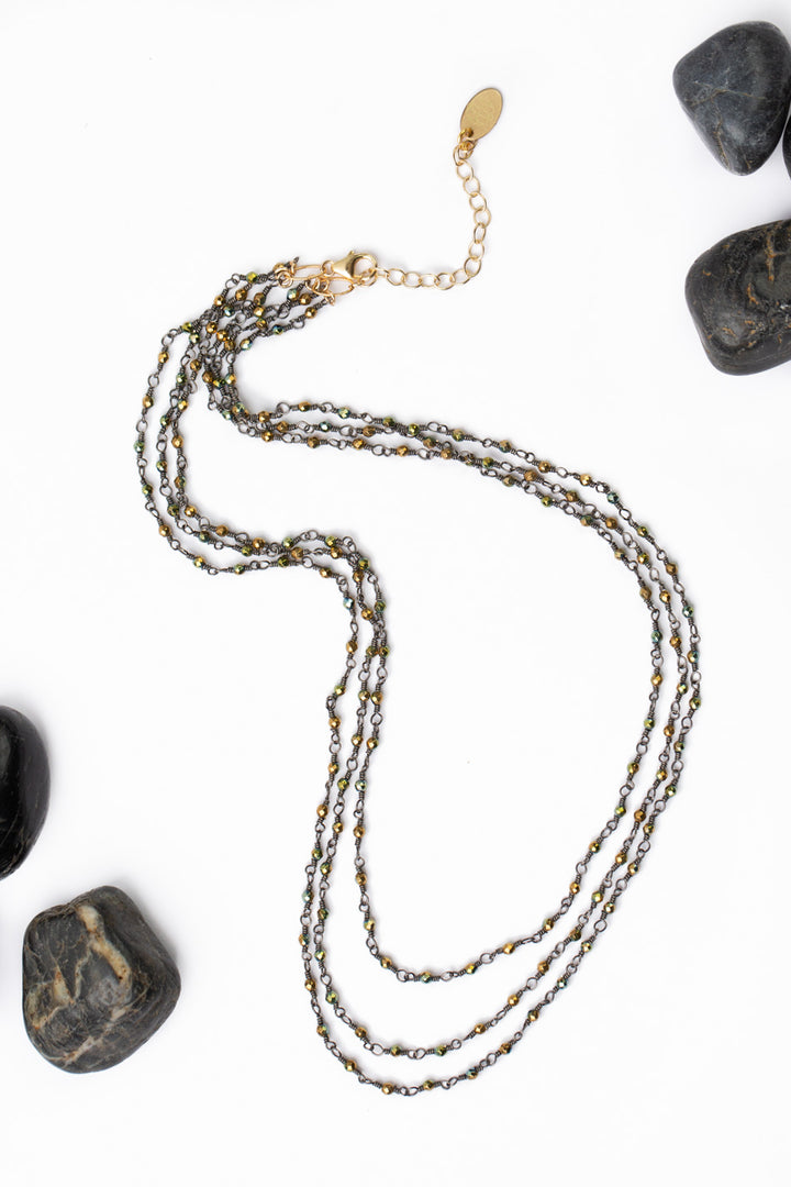 One Of A Kind 16-18" Pyrite Multistrand Necklace
