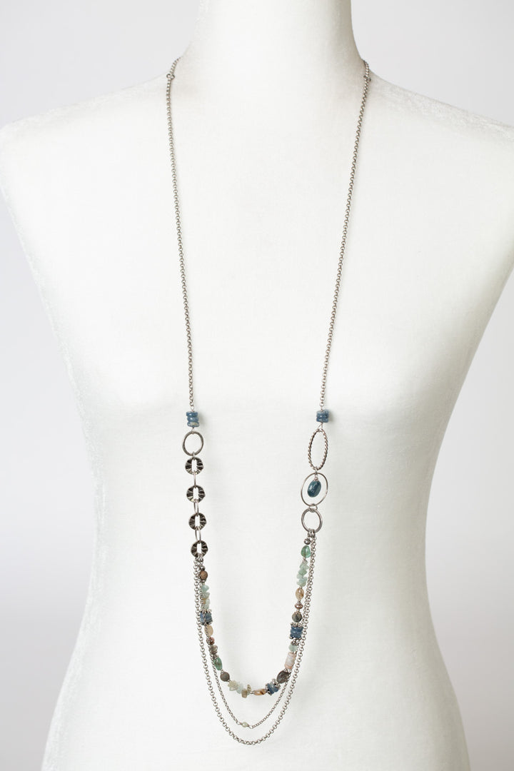 One Of A Kind 41.5-43.5" Blue Kyanite, Aquamarine, Apatite Multistrand Necklace