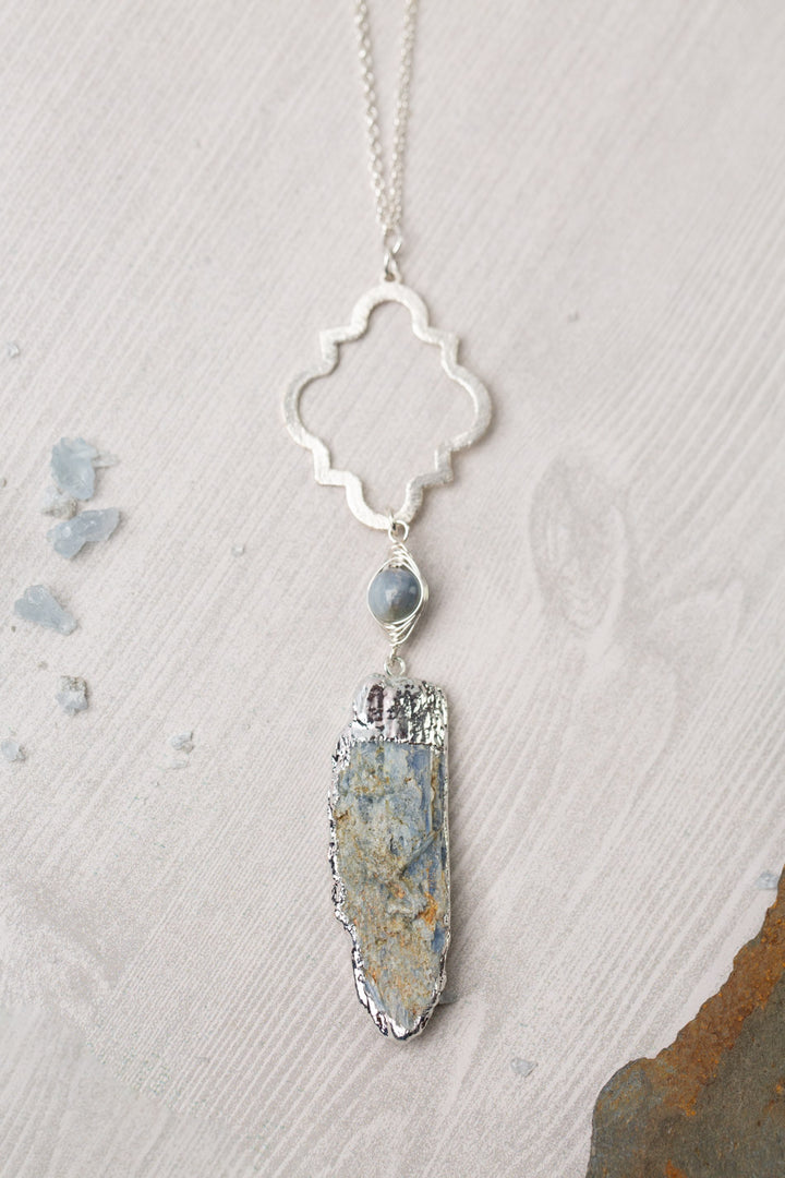 One Of A Kind 32.5 Blue Kyanite With Silver Plated Natural Kyanite Simple Necklace