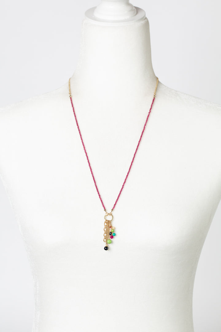 One Of A Kind 23.5-25.5" Magnesite, Crystal With Freshwater Pearl Tassel Necklace