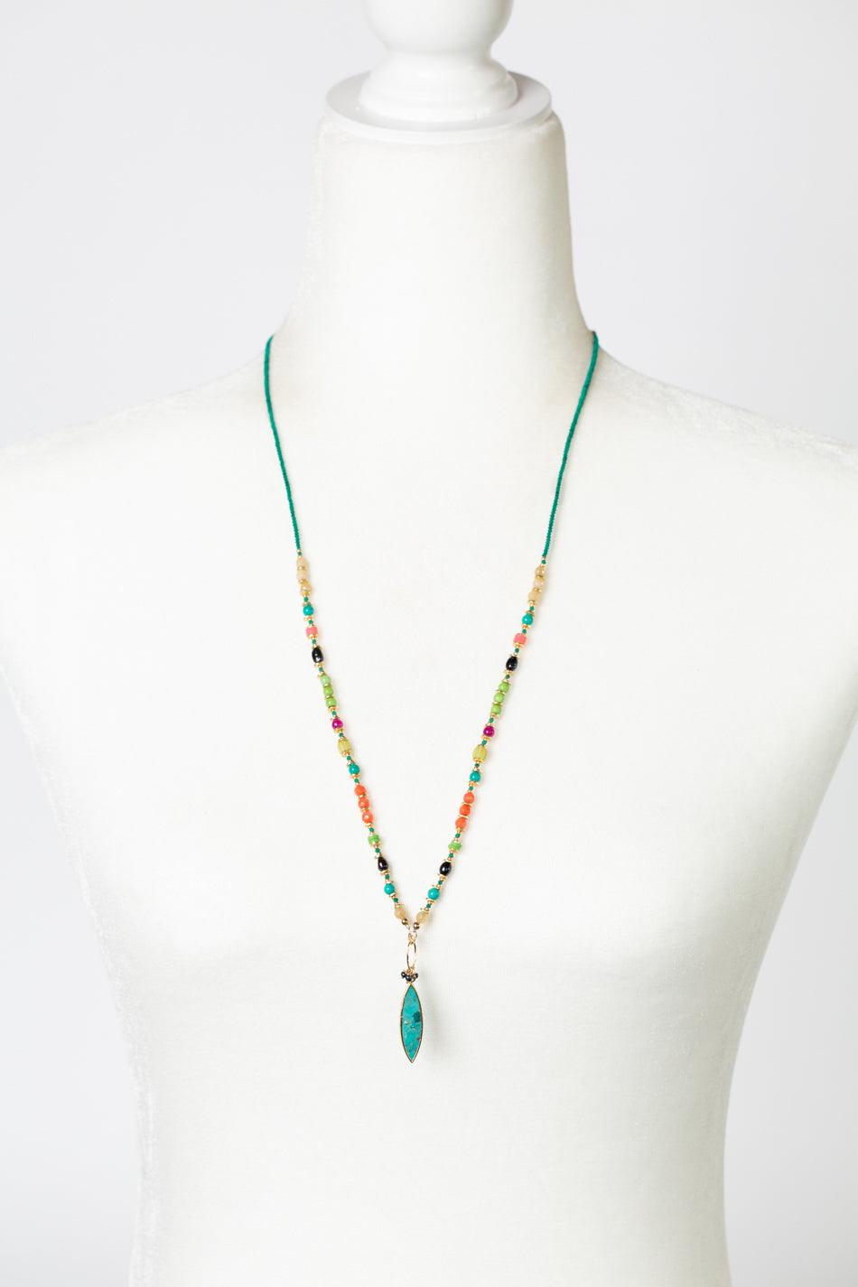 One Of A Kind 26.5-28.5" Freshwater Pearl, Magnesite With Turquoise Statement Necklace