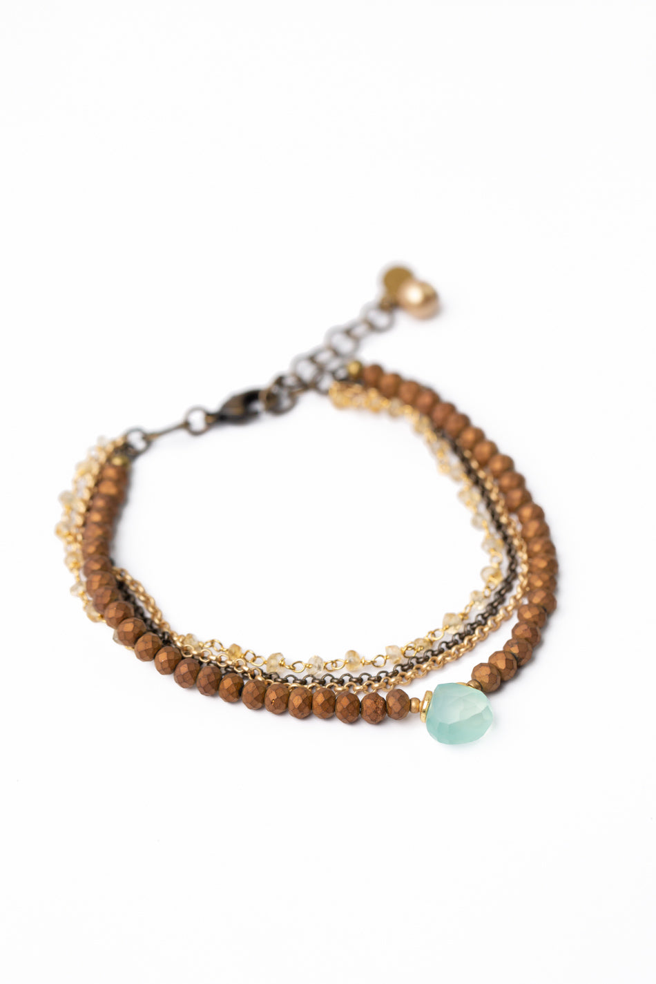 One Of A Kind 7.25-8" Citrine, Freshwater Pearl, Crystal with Chalcedony Multistrand Bracelet