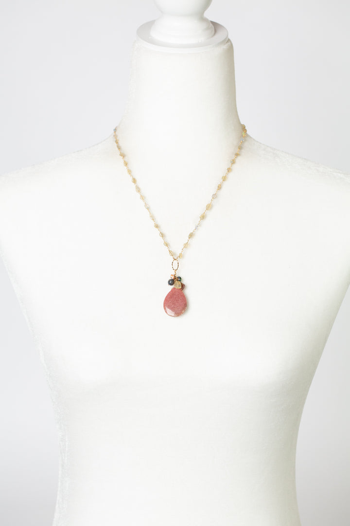 One Of A Kind 18.5-20.5" Opal, Spiny Oyster, Pink Tourmaline With Rhodochrosite Briolette Cluster Necklace