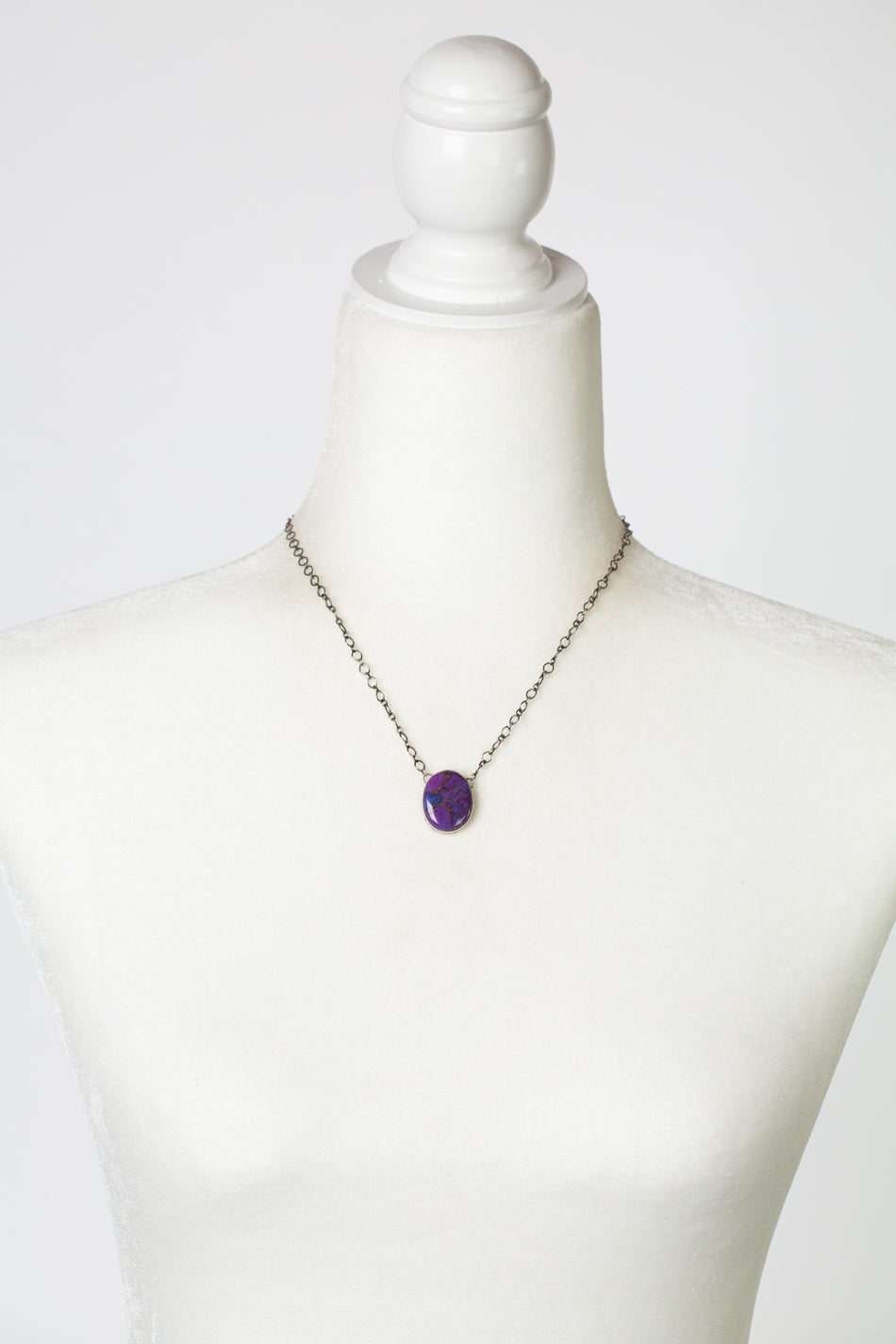 Native American 18.5" Purple Spiny Oyster Pendant Simple Necklace