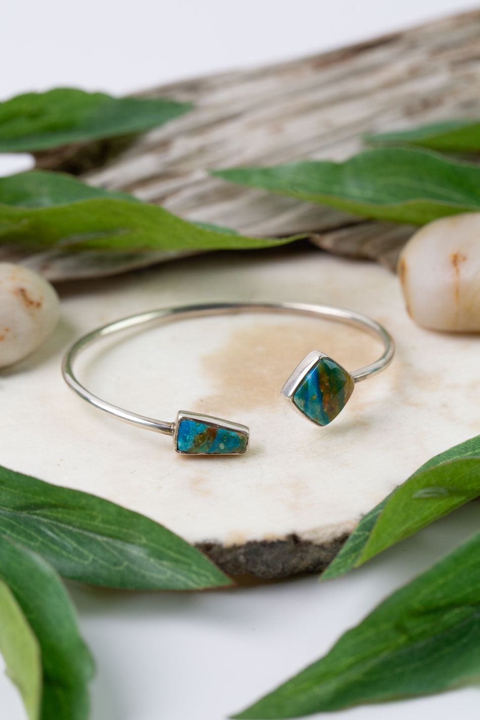 One Of A Kind 6-7" Peruvian Opal Cabochons Simple Bracelet