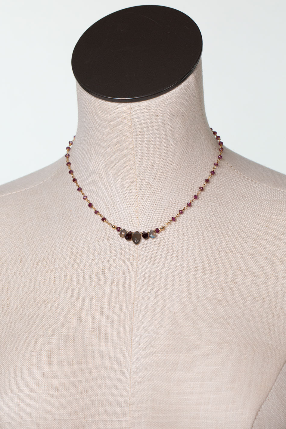 One Of A Kind 14-16" Labradorite, Sappire, Gold Filled simple necklace