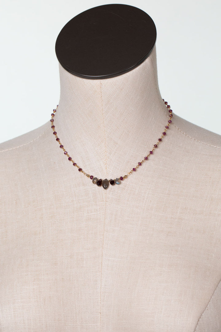 One Of A Kind 14-16" Labradorite, Sappire, Gold Filled simple necklace