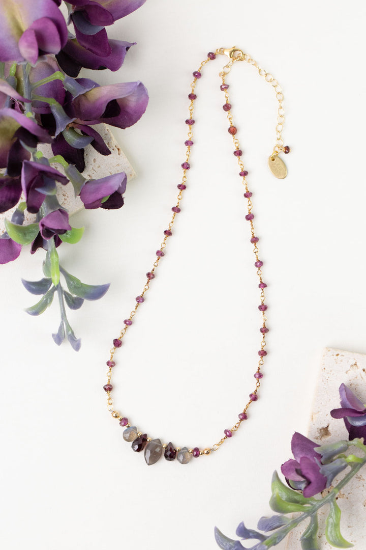 One Of A Kind 14-16" Labradorite, Sappire, Gold Filled simple necklace