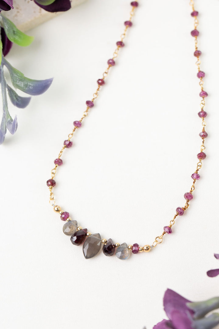 One Of A Kind 14-16" Labradorite, Sappire, Gold Filled simple necklace