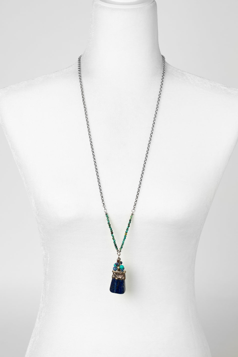 One Of A Kind 26.5-28.5" Jasper, Turquoise With Lapis Statement Necklace