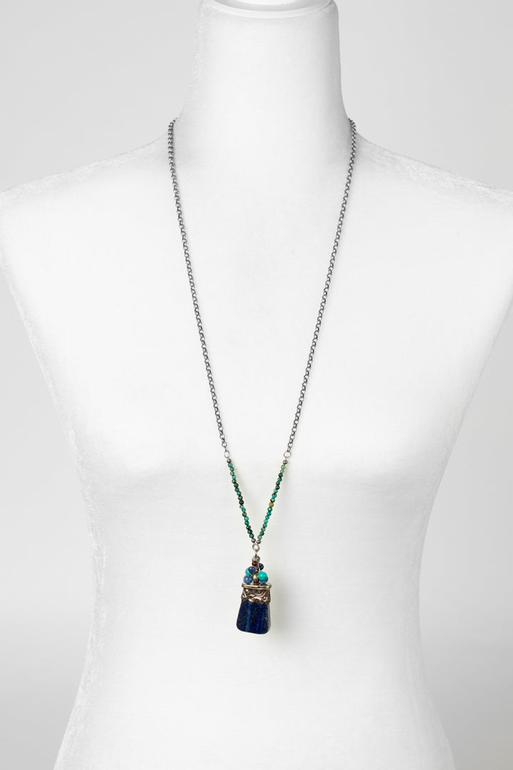 One Of A Kind 26.5-28.5" Jasper, Turquoise With Lapis Statement Necklace