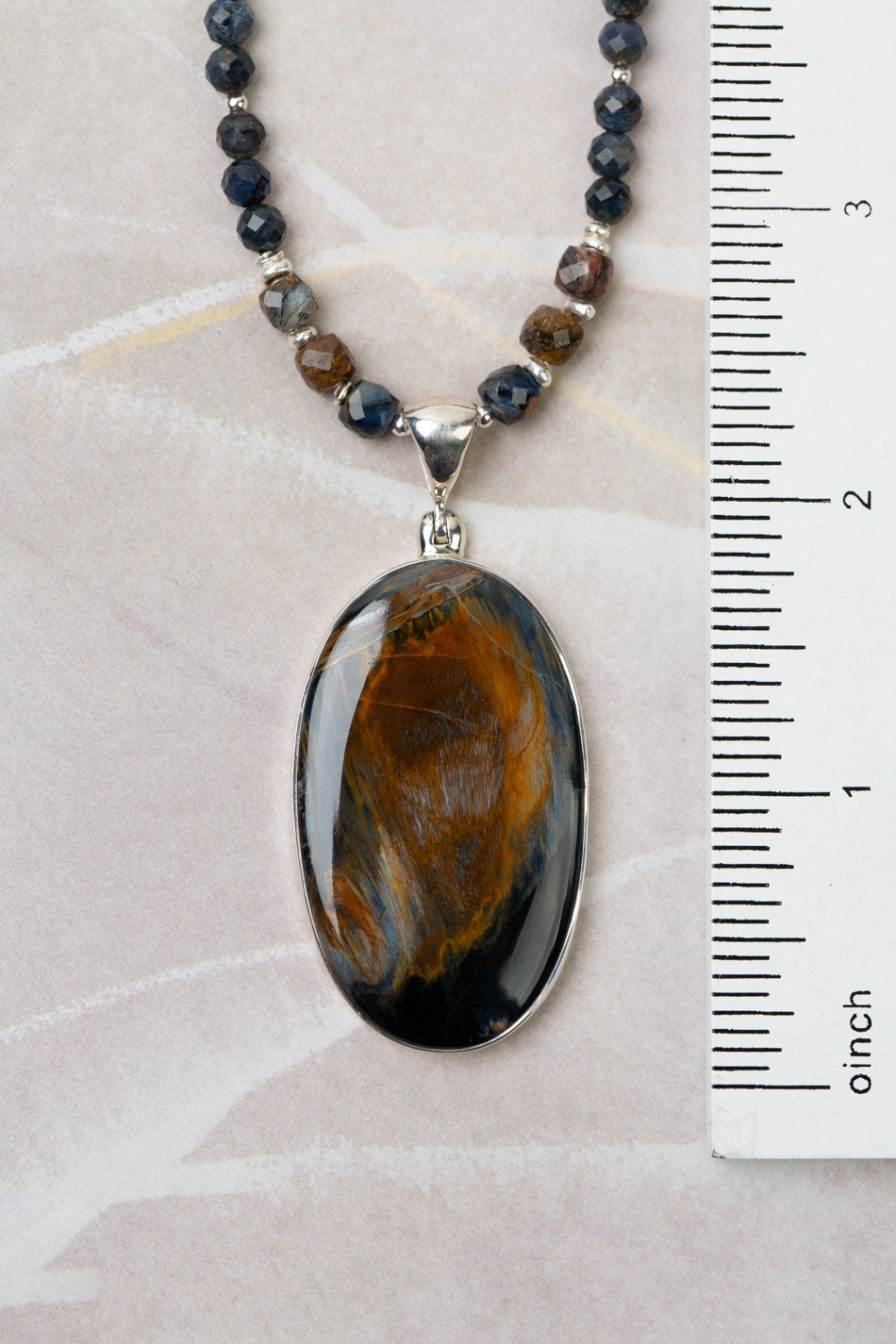 One Of A Kind 32-34"High Quality Pietersite Oval Pendant Statement Necklace