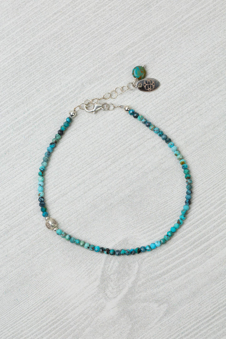 One Of A Kind 7.5-8.5" Turquoise With Fine Silver Simple Bracelet