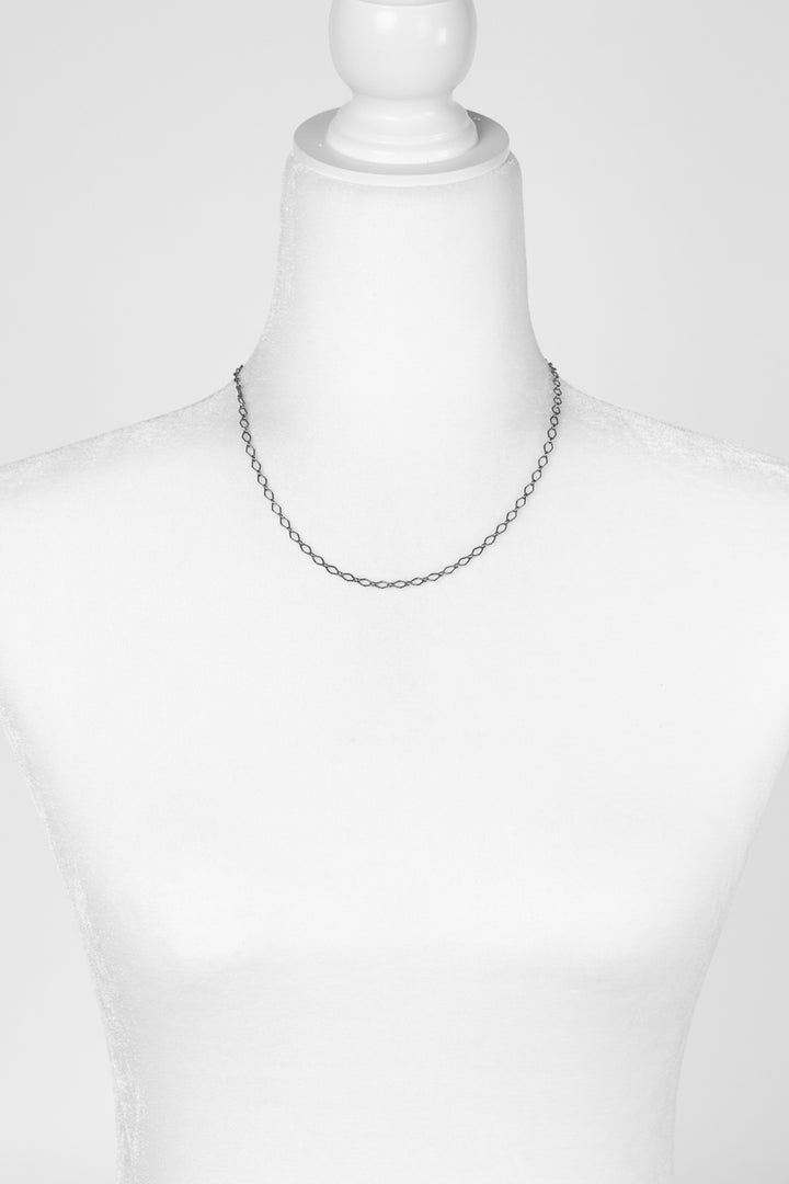 One Of A Kind 17-19" Antique Sterling Silver Textured Chain Simple Necklace