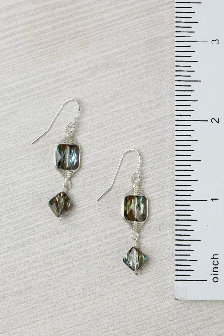 One Of A Kind Square Swarovski Diamond Herringbone Earrings