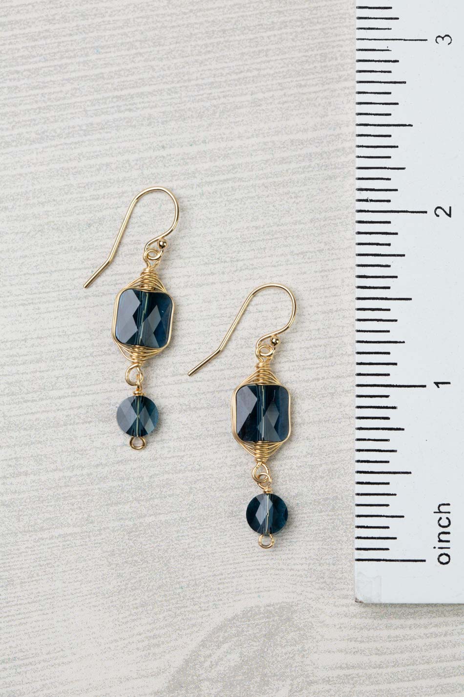 One Of A Kind Dark Blue Square Swarovski Diamond Herringbone Earrings