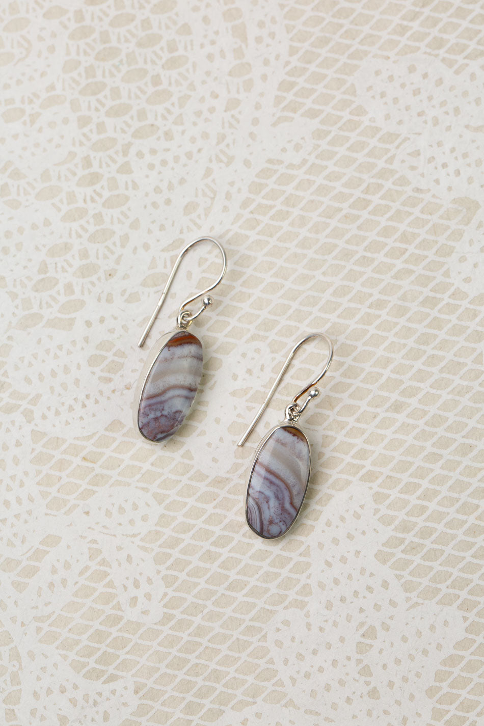 One Of A Kind Oval Crazy Lace Agate Statement Earrings