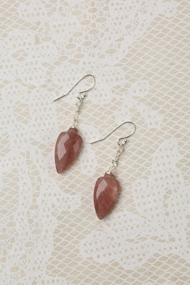 One Of A Kind Strawberry Quartz Dangle Earrings