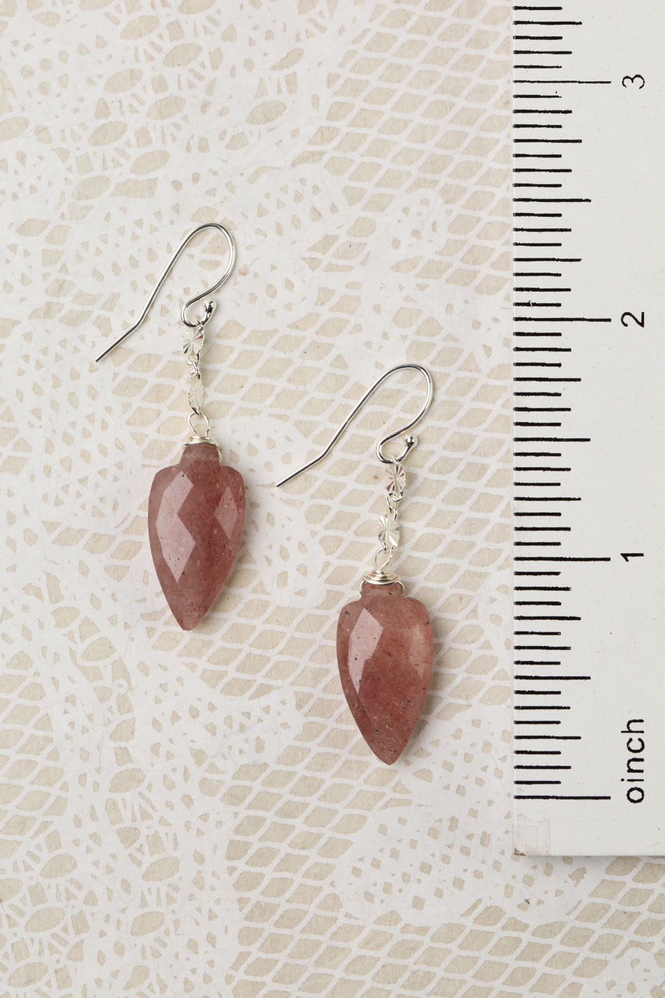 One Of A Kind Strawberry Quartz Dangle Earrings