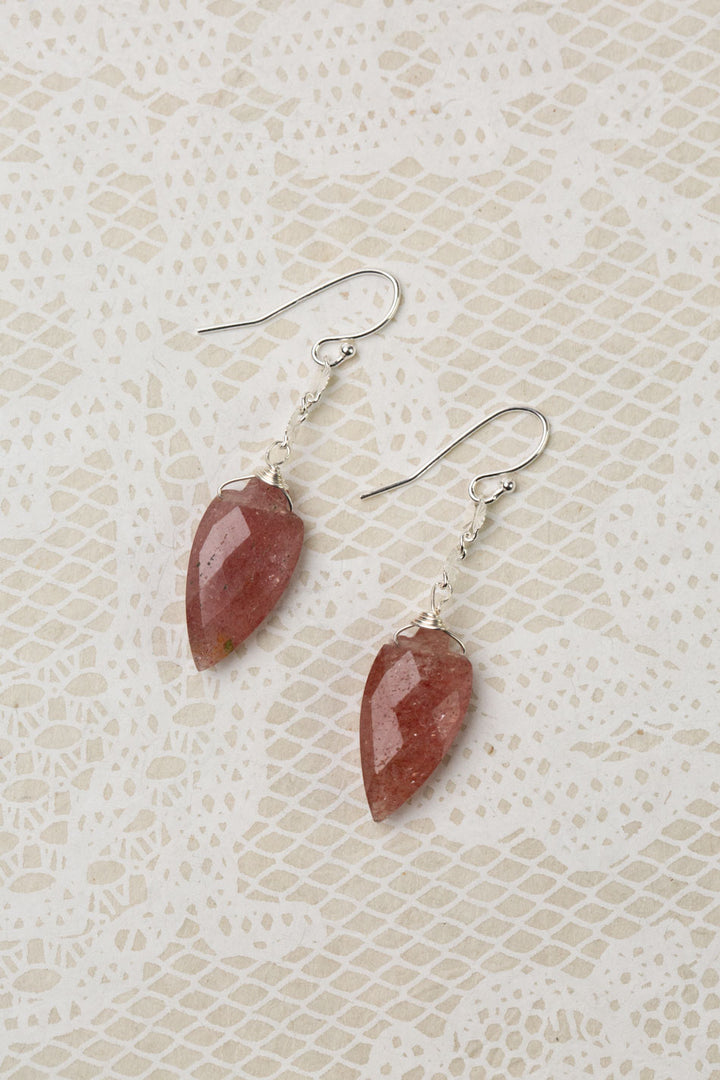 One Of A Kind Strawberry Quartz Dangle Earrings