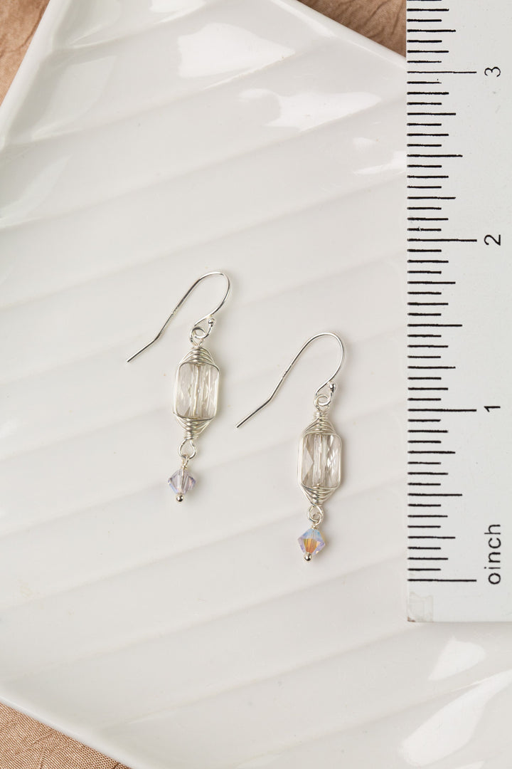 One Of A Kind Rectangle Swarovski Diamond Herringbone Earrings