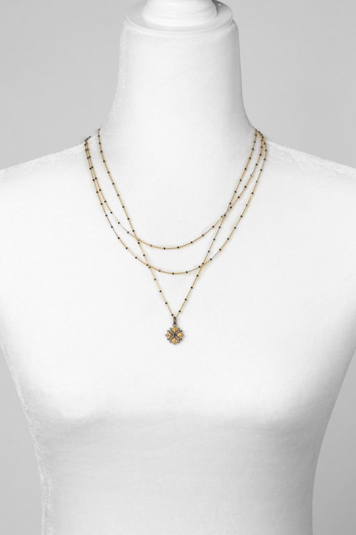 One Of A Kind 18.5-20.5" Sapphire With Vermeil Cross Multistrand Necklace