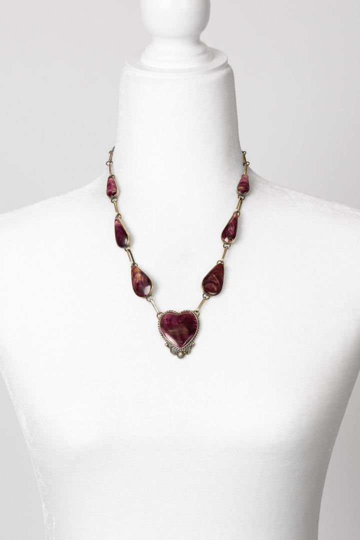 Kyla 21" Purple Spiny Oyster Statement Necklace And Earring Set