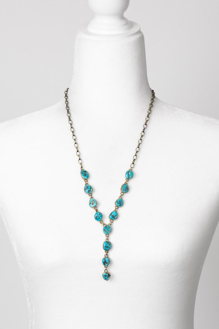 LK 24.5" Navajo Turquoise Statement Necklace And Earring Set