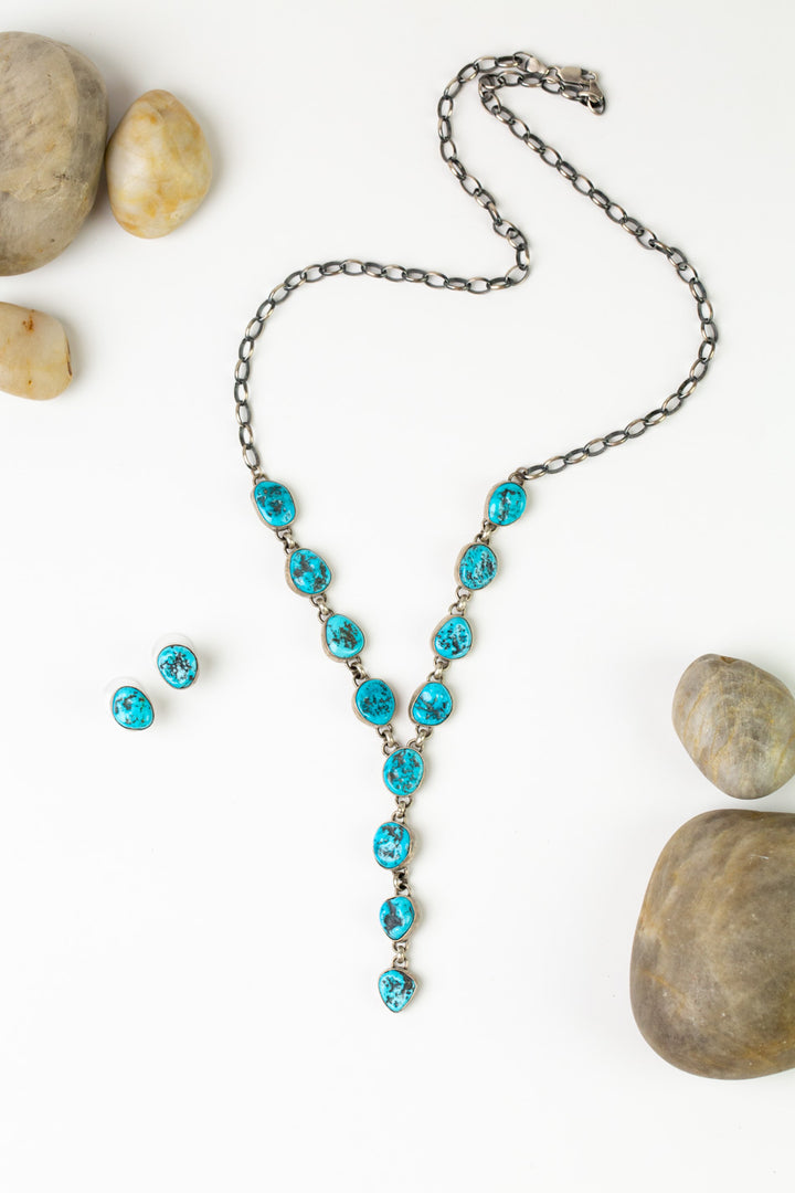 LK 24.5" Navajo Turquoise Statement Necklace And Earring Set